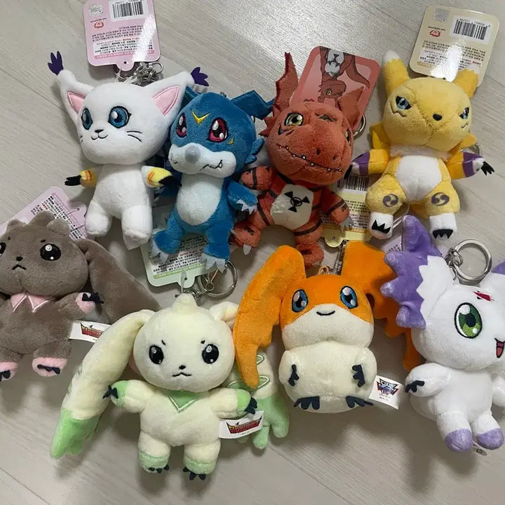 [BUNJANG] Digimon Plush Keychain Set (8 Types) / (8개 세트) 디지몬 로프몬 가트몬 브이몬 길몬 파닥몬 등 인형 키링