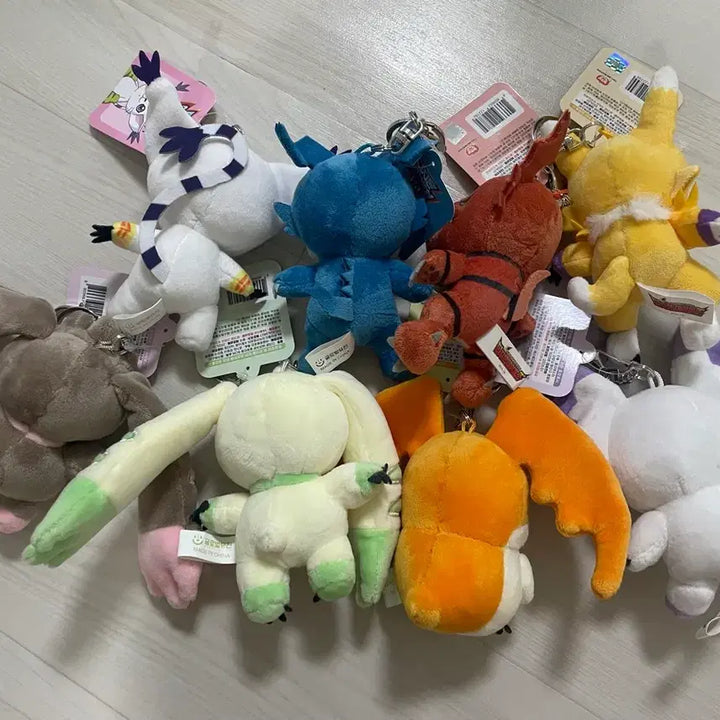 [BUNJANG] Digimon Plush Keychain Set (8 Types) / (8개 세트) 디지몬 로프몬 가트몬 브이몬 길몬 파닥몬 등 인형 키링