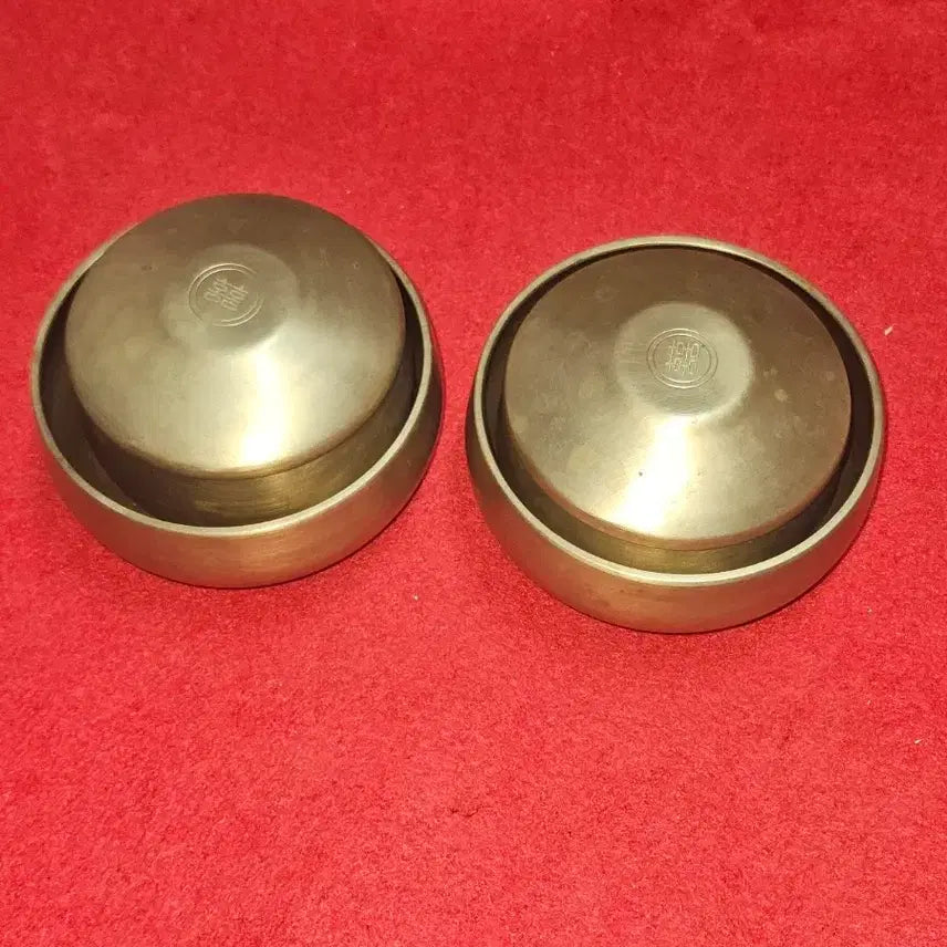 [BUNJANG] Dangojae Bangjja Yugi Pair Couple Rice &amp; Soup Bowl Set / [단고재 유기] 전통 방짜유기 놋그릇 쌍희문 부부 주발 대접 세트 (1.