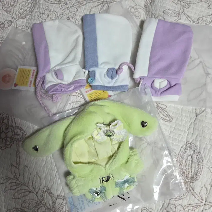[BUNJANG] Sunny Closet Puppyrin Green Liga Hood Bundle Set (for 10cm dolls) / 써니클로젯 퍼피나린 연두색 리가후드 3개 일괄 10cm 인형옷