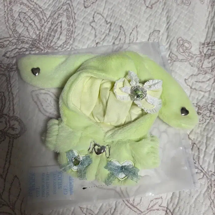 [BUNJANG] Sunny Closet Puppyrin Green Liga Hood Bundle Set (for 10cm dolls) / 써니클로젯 퍼피나린 연두색 리가후드 3개 일괄 10cm 인형옷