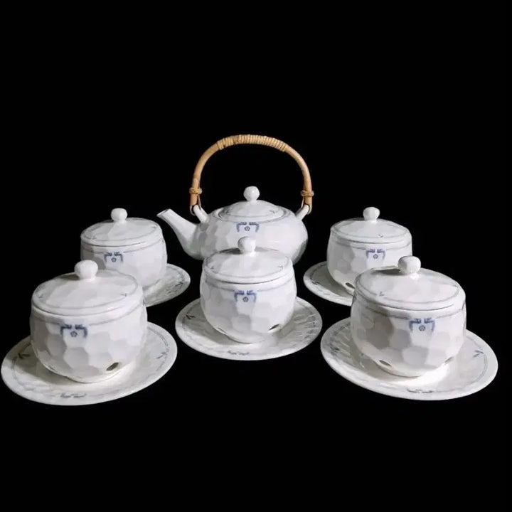[BUNJANG] Cheong Wa Dae Double Pierced White Porcelain Phoenix Tea Set / 청와대 이중 투각 백자 봉황문 다기 셋트