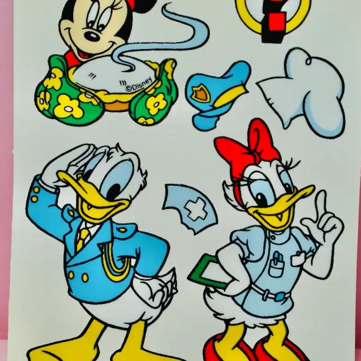 [BUNJANG] Unitech Mickey Mouse &amp; Donald Duck Retro Stickers / [고전문구] 유니테크스티커 미키마우스 도날드덕 스티커 레트로 수집 디즈니