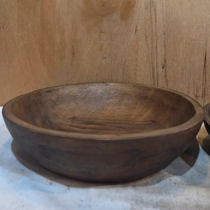 [BUNJANG] Vintage Wooden Namul Bowls (Set of 2) / 땟물좋은 옛날 나무 나물그릇 2점