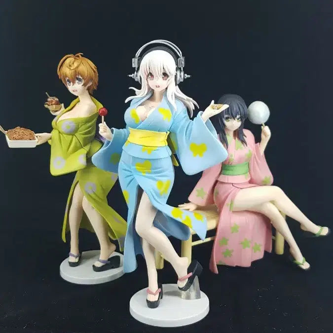 [BUNJANG] Super Rare Prizm Super Sonico Yukata 3-Figure Full Set (Opened) / 할인,초레어,피규어,소니코,유카타,풀세트,스즈,후,개봉,정품