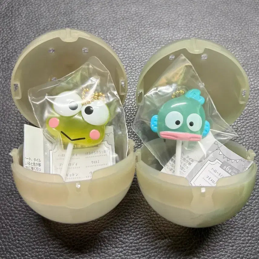 [BUNJANG] Sanrio Lollipop Gacha Colorful Candy Charm Set (Keroppi, Hangyodon) Sealed / 미개봉) 산리오 막대사탕 가챠 컬러풀 캔디참 (케로피 , 한교동 일괄)
