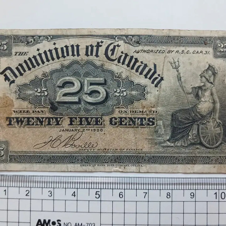 [BUNJANG] 1900 Canadian 25 Cent Note - Made in USA / 1900년 캐나다 25센트 지폐 ㅡ미국제조 ㅡ