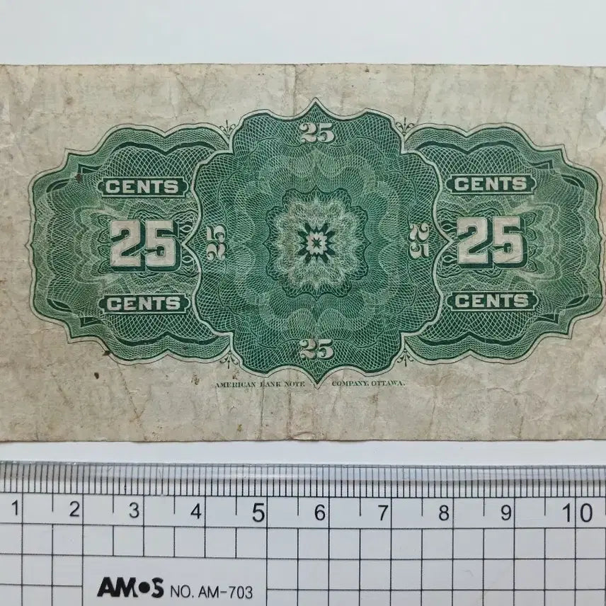 [BUNJANG] 1900 Canadian 25 Cent Note - Made in USA / 1900년 캐나다 25센트 지폐 ㅡ미국제조 ㅡ