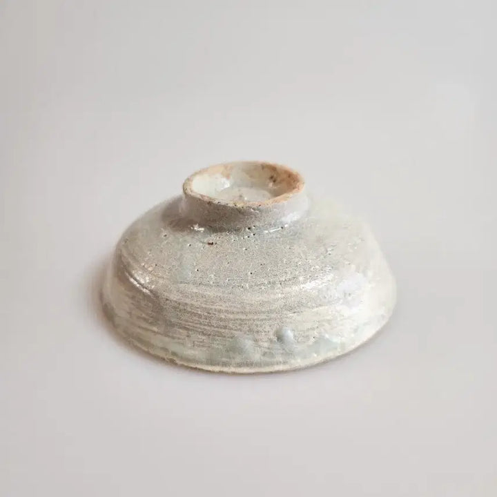 [BUNJANG] Korean Antique Joseon Dynasty Buncheong Ware Spiral Motif Brush-Stroke Decorated Tea Bowl / 골동품 조선전기 분청사기 나선문 귀얄잔