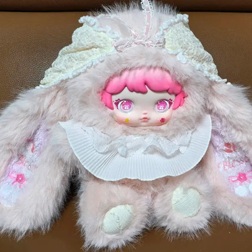 [BUNJANG] Micoco 600 New Pink Knit Mesh Hooded Doll / 미코코 600 신상 핑크색. 흰 두건 쓴 아이