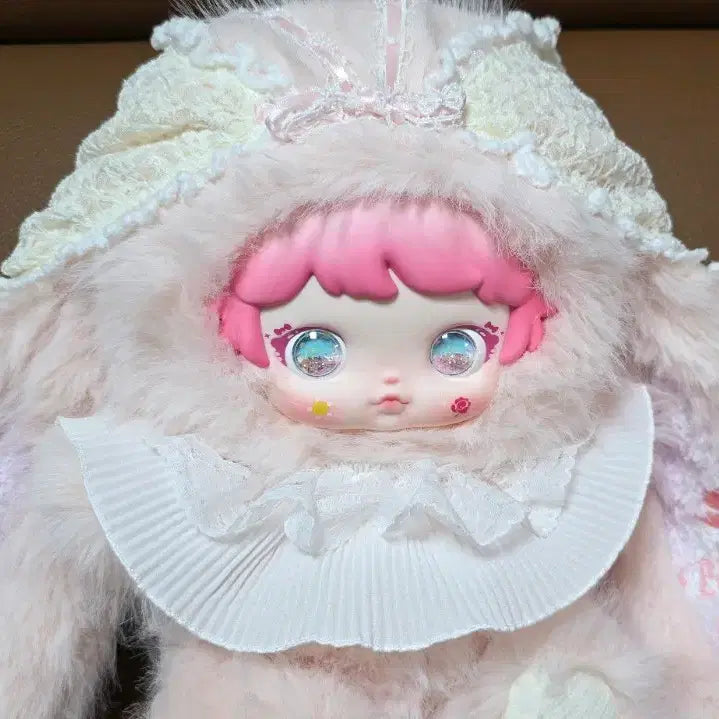 [BUNJANG] Micoco 600 New Pink Knit Mesh Hooded Doll / 미코코 600 신상 핑크색. 흰 두건 쓴 아이