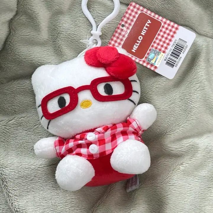 [BUNJANG] Sanrio Hello Kitty Nerd Glasses Costume Doll Keychain / 택0,새상품) 헬로키티 너드 안경 코스튬 인형 키링