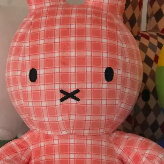 [BUNJANG] Miffy Check Medium Plush Pink / 미피 체크 중형인형 핑크