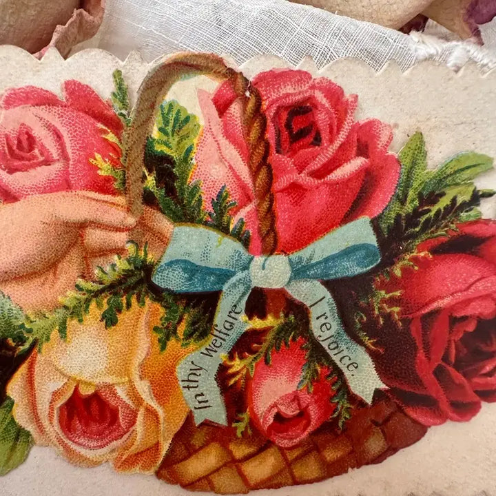 [BUNJANG] Antique Victorian Calling Card with Raised Rose Design / 앤틱 빅토리안 콜링카드 빅로즈