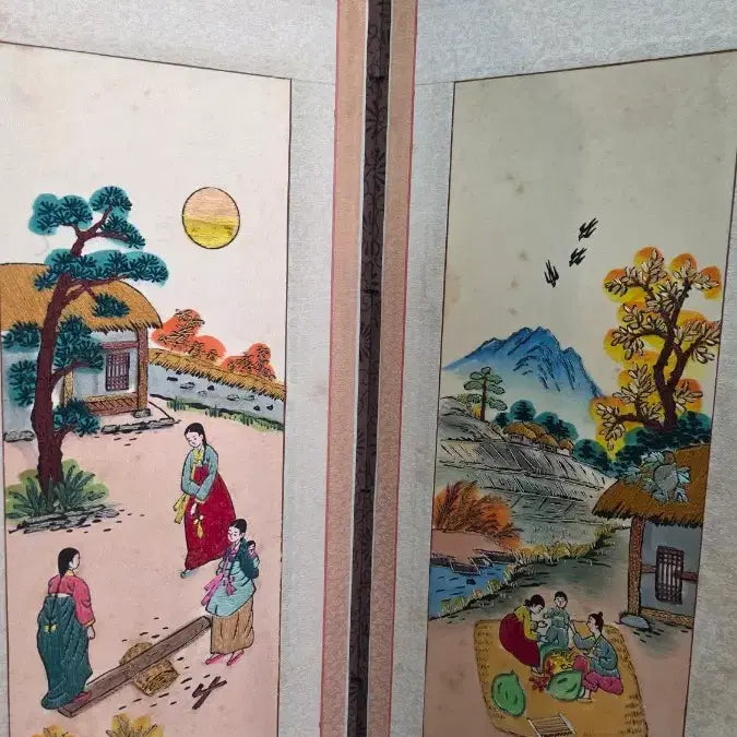 [BUNJANG] 6-Panel Embroidered Folding Screen / 애기 자수병풍  / 6폭 자수 머리병풍