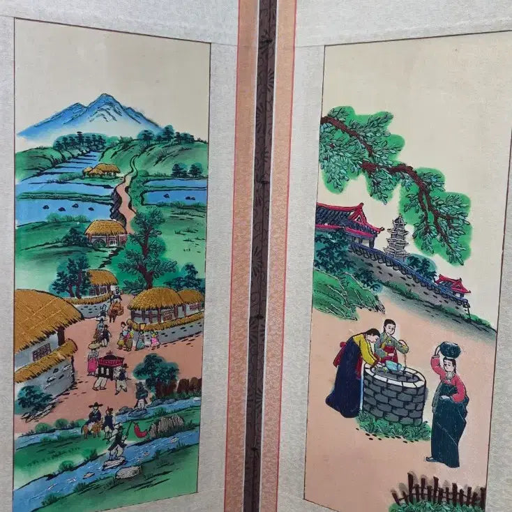 [BUNJANG] 6-Panel Embroidered Folding Screen / 애기 자수병풍  / 6폭 자수 머리병풍