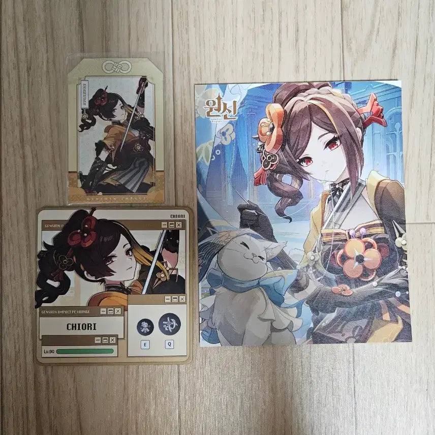 [BUNJANG] Genshin Impact PC Lounge Chiori Coaster / 원신 pc라운지 치오리 엽서 + 코스터 + 오마모리 굿즈
