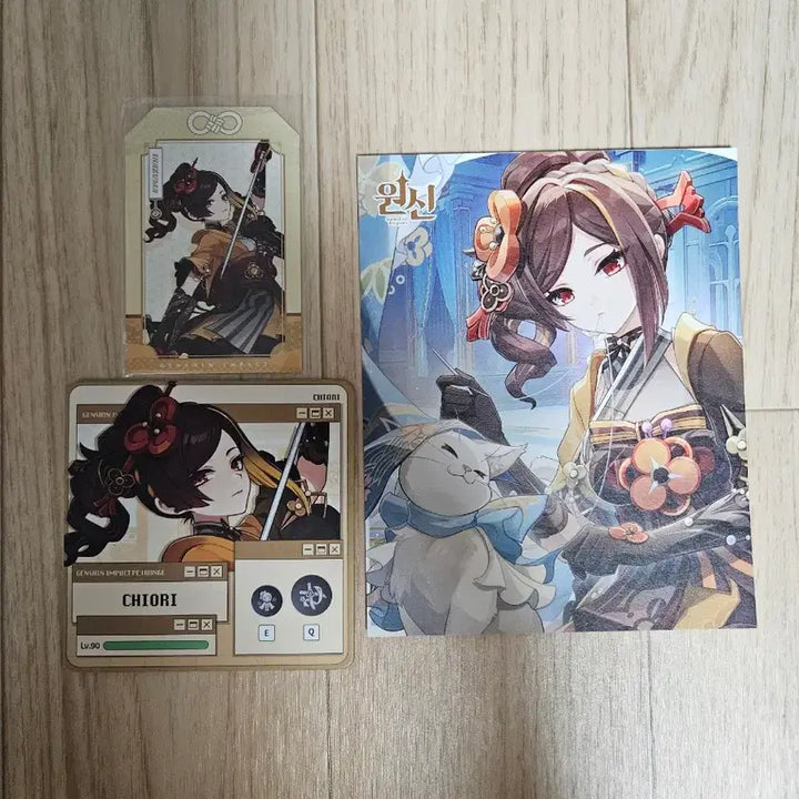 [BUNJANG] Genshin Impact PC Lounge Chiori Coaster / 원신 pc라운지 치오리 엽서 + 코스터 + 오마모리 굿즈