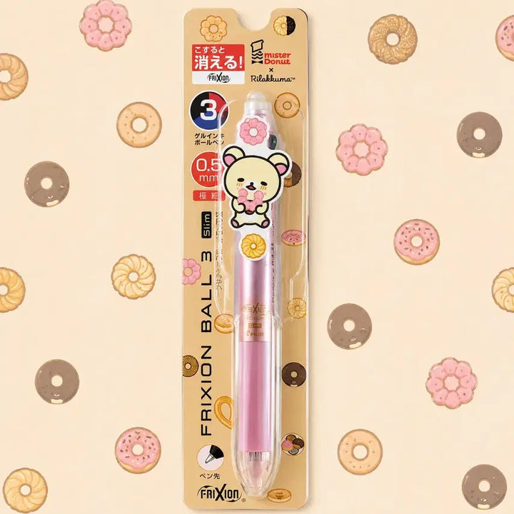 [BUNJANG] Mister Donut x San-X Pilot FriXion 3-Color Ballpoint Pen 0.5mm (Korilakkuma) / 일본가)미스터도넛산엑스 파이롯트 프릭션 지워지는3색볼펜0.5mm코리락쿠마