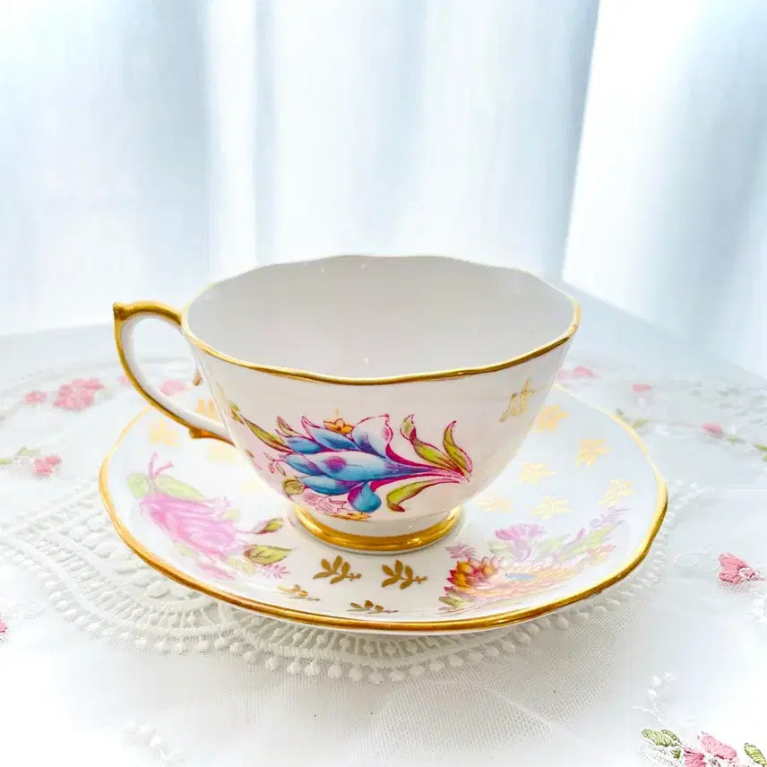 [BUNJANG] Roslyn Fine Bone China Fleurette Teacup &amp; Saucer Set / [유럽감성 빈티지 찻잔] 영국로슬린 파인본차이나/ 플로레트티컵&amp;소서