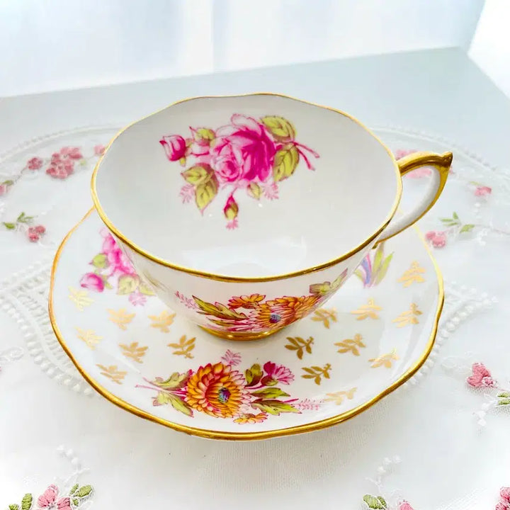 [BUNJANG] Roslyn Fine Bone China Fleurette Teacup &amp; Saucer Set / [유럽감성 빈티지 찻잔] 영국로슬린 파인본차이나/ 플로레트티컵&amp;소서