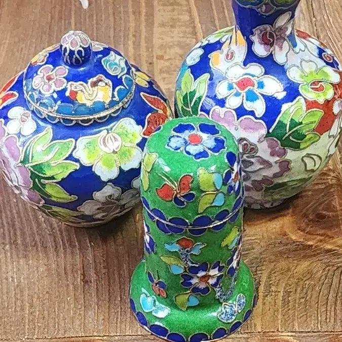 [BUNJANG] Vintage Enamel Cloisonné Floral Teapot Set / 빈티지 법랑칠보 꽃무늬 주전자 세트