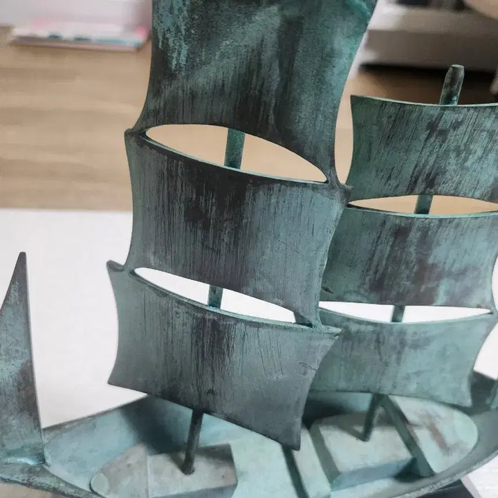 [BUNJANG] Antique Portuguese Caravel Bronze Ship Statue (Approx. 3kg, Solid Bronze) / 35년 전 신세계백화점 포르투갈 풍물전 수입 범선 청동상