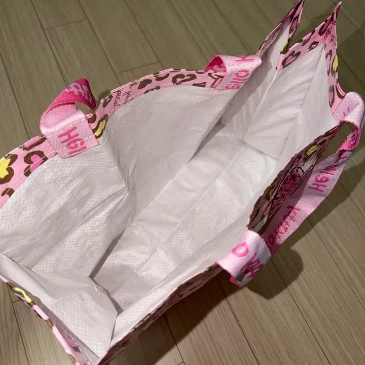 [BUNJANG] Sanrio Hello Kitty Pink Leopard Print Taplin Bag / 산리오 헬로키티 핑크 호피 타포린 가방 쇼핑백 에코백 새상품