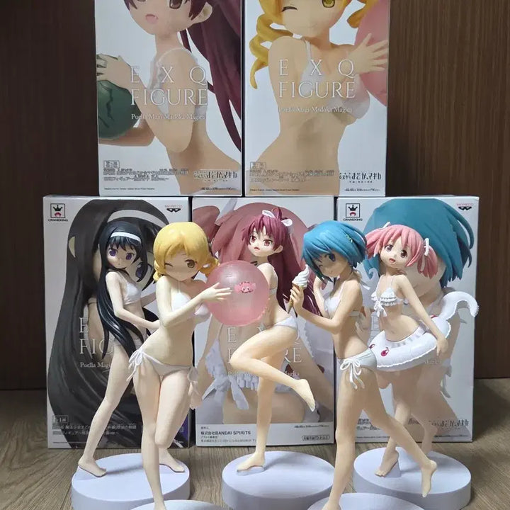 [BUNJANG] Banpresto Puella Magi Madoka Magica Homura Akemi, Kyoko Sakura, Mami Tomoe, Sayaka Miki EXQ Swimsuit Figure Bundle Set / 반프레스토 마마마 마도카 호무라 쿄코 마미 사야카  Exq 수영복 피규어 일괄