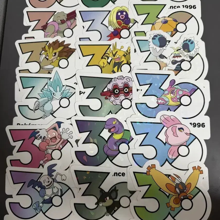 [BUNJANG] Pokemon 30th Anniversary Logo Sticker Bundle Set (36 pcs) / 포켓몬 30주년 로고 스티커 36장