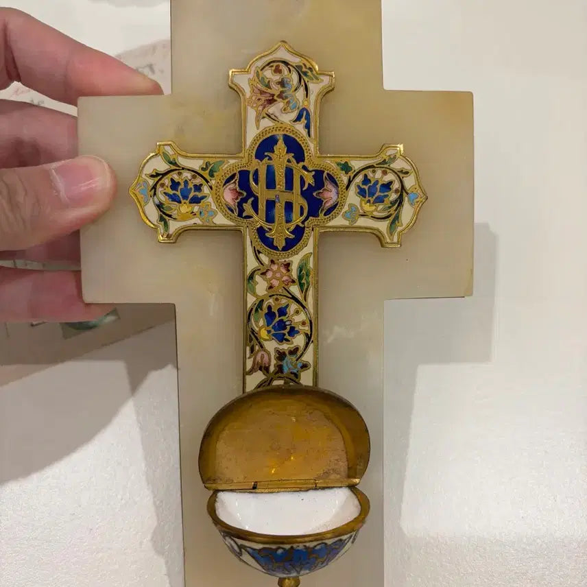 [BUNJANG] French Antique Marble Cross Religious Item / 프렌치 엔틱 마블 십자가 성물