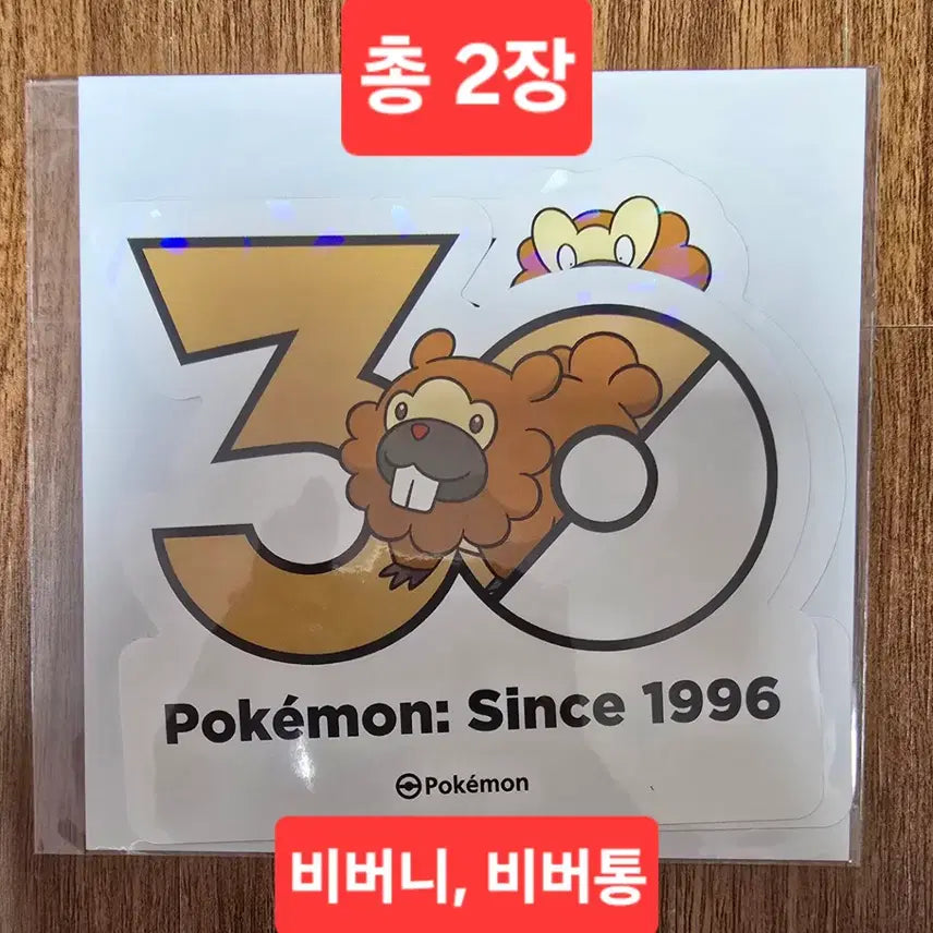 [BUNJANG] Pokemon 30th Anniversary Logo Sticker Beaver Set / 포켓몬 30주년 로고 스티커 비버통 세트