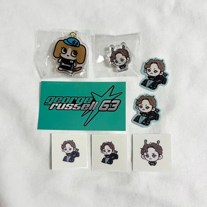[BUNJANG] George Russell Mercedes F1 Acrylic Keychain &amp; Sticker Bundle / f1 메르세데스 조지 러셀 아크릴 키링 띠부스티커 양도 유니폼 탑스 핫휠