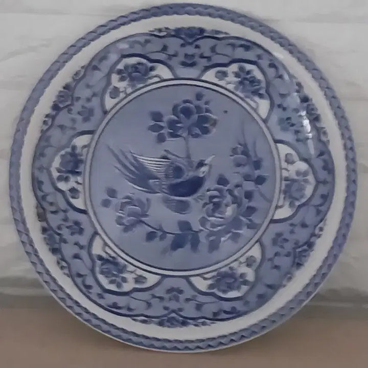 [BUNJANG] Blue &amp; White Bird and Flower Motif Plate / 블루앤화이트 새 문양 접시