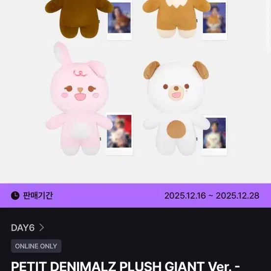 [BUNJANG] DAY6 Jae POB Plush Doll (with Polaroid) / 데이식스 미개봉 자쁘멀 필(폴라포함)