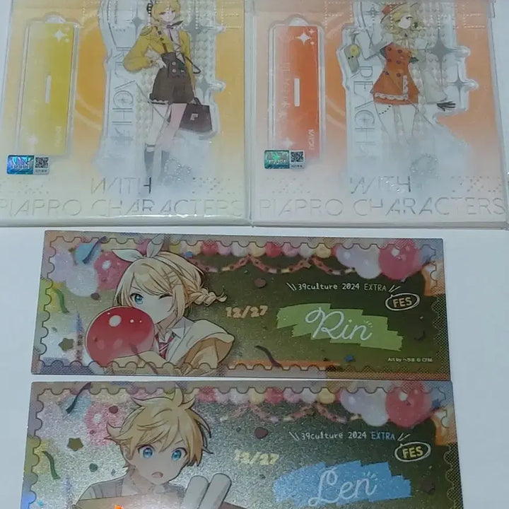 [BUNJANG] Vocaloid Kagamine Rin &amp; Len Reach Acrylic Stand Ticket Bundle Set / 일괄) 보컬로이드 카가미네 린 카가미네 렌 reach 아크릴스탠드 티켓