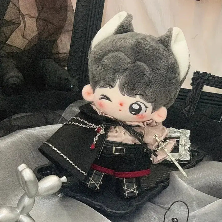 [BUNJANG] 15cm Doll Clothes Cape Black/Red Night / 15cm 인형옷 솜인형옷 케이프 블랙레드 나이트