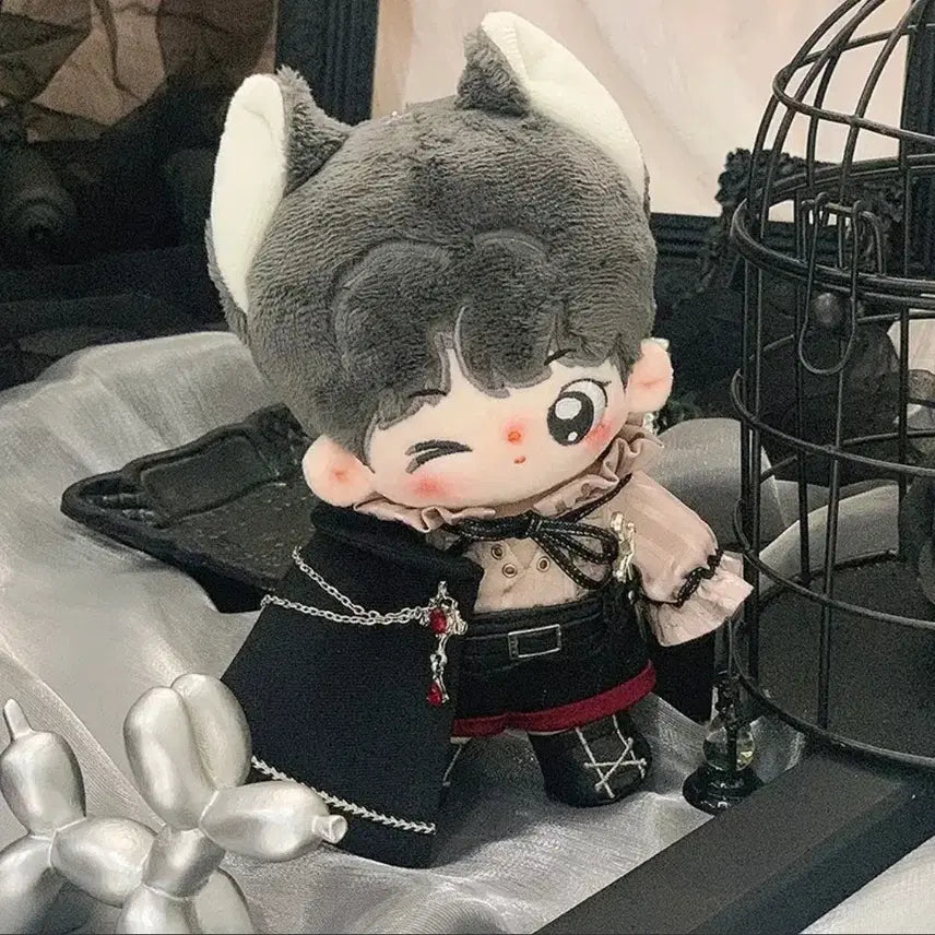 [BUNJANG] 15cm Doll Clothes Cape Black/Red Night / 15cm 인형옷 솜인형옷 케이프 블랙레드 나이트