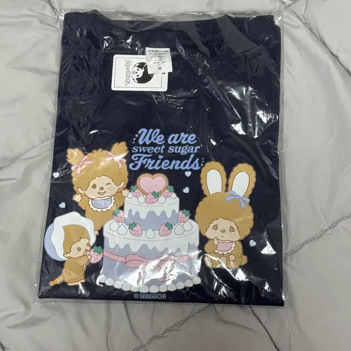 [BUNJANG] Monchhichi Sweet Sugar Chimutan Navy Short-Sleeve T-Shirt M / 몬치치 스위트슈가 치무탄 네이비 반팔 티셔츠 M