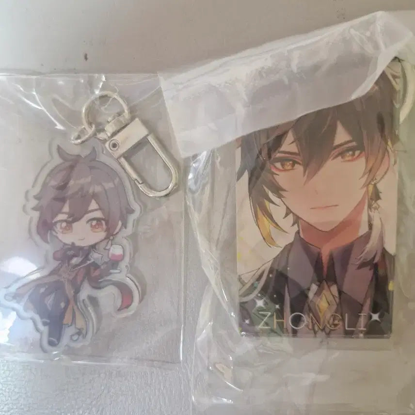 [BUNJANG] Genshin Impact Zhongli Acrylic Keychain 2 Types / 원신 종려 아크릴 키링 2종