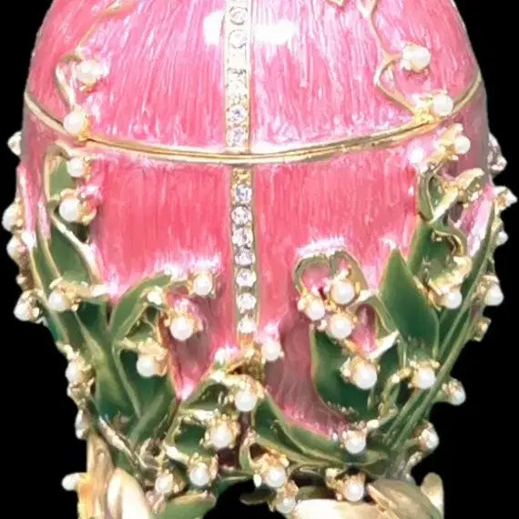 [BUNJANG] Faberge Style Egg Trinket Box Set (2 pieces) - Art Nouveau Design / *"러시아 파베르제 에그 보석함 장식품 2종 세트[높이:6.5cm]