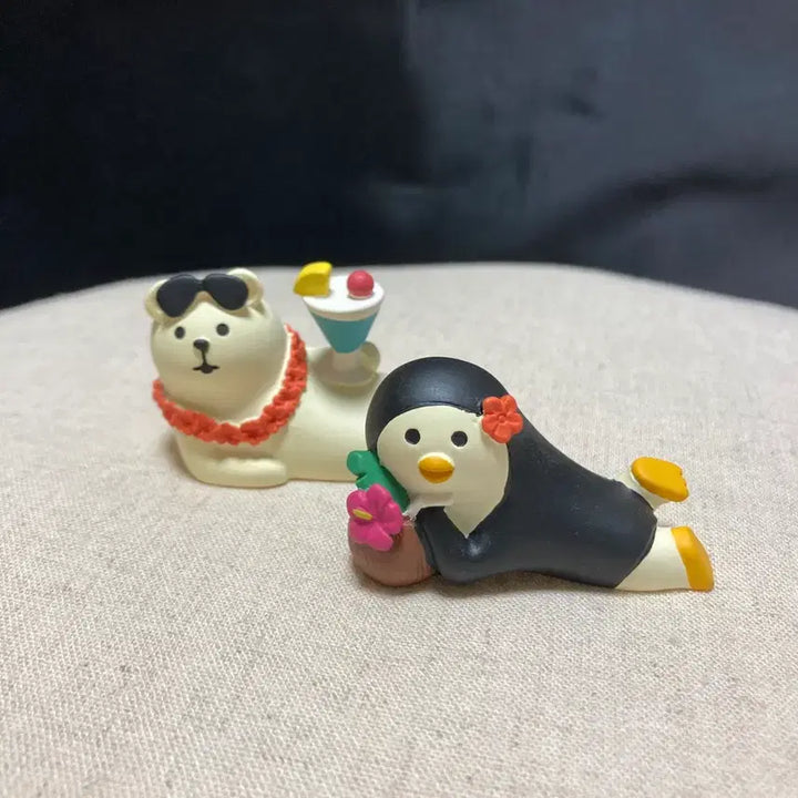 [BUNJANG] Decomold Polar Bear Cocktail + Penguin Cocktail Figurines / 데꼴 백곰 칵테일 + 펭귄 칵테일