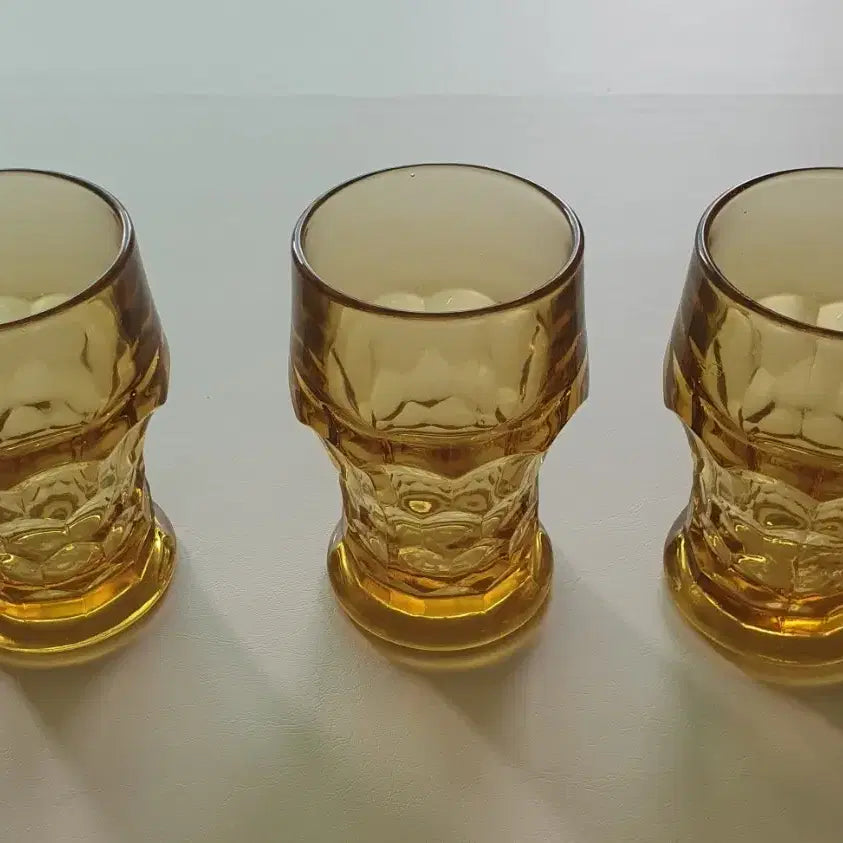 [BUNJANG] Vintage Libbey Amber Glass Set (3 Pieces) / 빈티지 리비 앰버잔 3개 세트