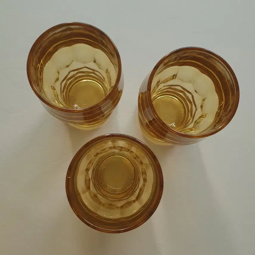 [BUNJANG] Vintage Libbey Amber Glass Set (3 Pieces) / 빈티지 리비 앰버잔 3개 세트