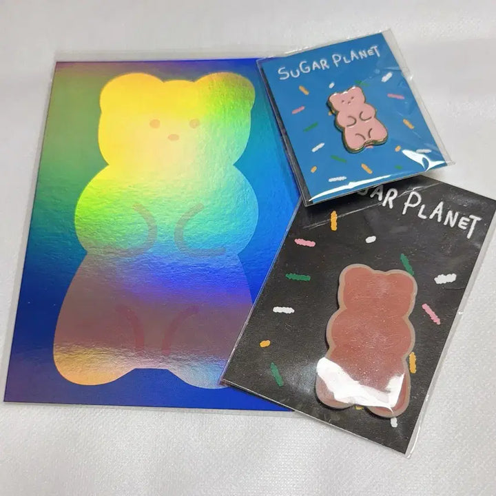 [BUNJANG] Suga Planet Jelly Bear Postcard Magnet Badge Set / 슈가플래닛 젤리베어 엽서 마그넷 뱃지세트