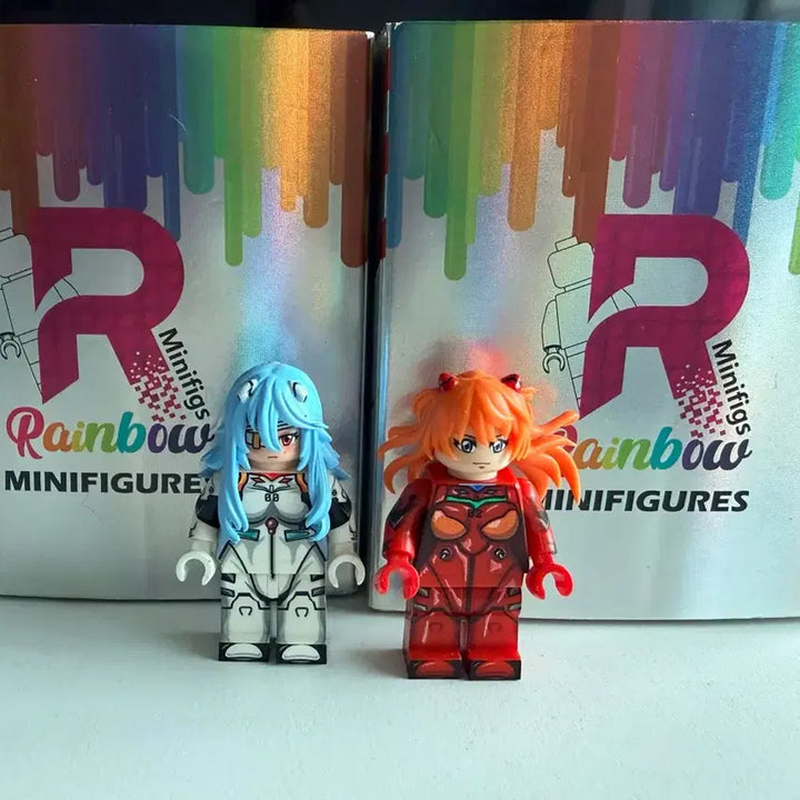 [BUNJANG] Rainbow Evangelion Rei Ayanami &amp; Asuka Langley Custom Minifigure Bundle Set / 레인보우 에반게리온 레이 아스카 2종 일괄 커스텀 레고