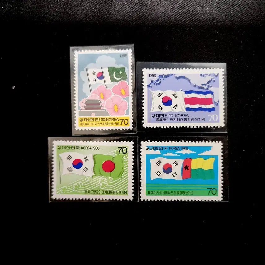 [BUNJANG] 1985 Bangladesh President Visit Commemorative Stamp Sheet + 8 Individual Stamps / 1985 방글라데시 대통령 방한등 기념우표 시트+낱장 8종