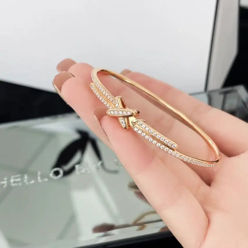 [BUNJANG] Chaumet Liens Collection Full Diamond 18K Rose Gold Bracelet / 쇼메 리앙 라인 전체다이아 18K 로즈골드 팔찌 17호