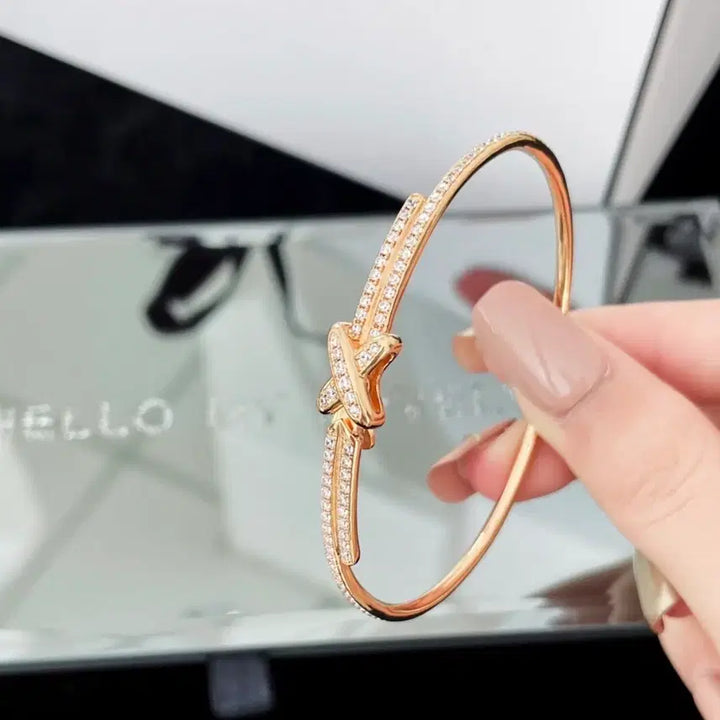 [BUNJANG] Chaumet Liens Collection Full Diamond 18K Rose Gold Bracelet / 쇼메 리앙 라인 전체다이아 18K 로즈골드 팔찌 17호