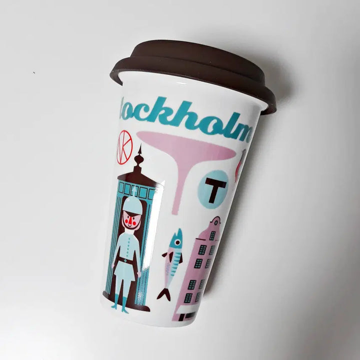 [BUNJANG] Ingela P. Arrhenius City Tour Travel Mug with Lid / 잉겔라 스톡홀름 시티 투어 여행용 머그
